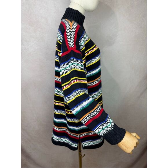 Vintage Striped Sweater 100% Cotton Size Medium 1980s - Picture 5 of 6
